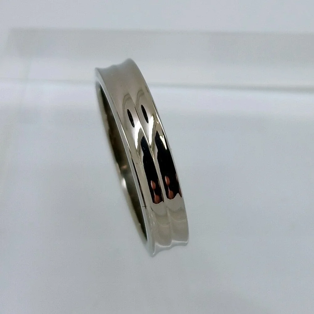 Vintage 1990s Titanium Ring Band Size 11 Silver Double Groove Concave 5mm NOS